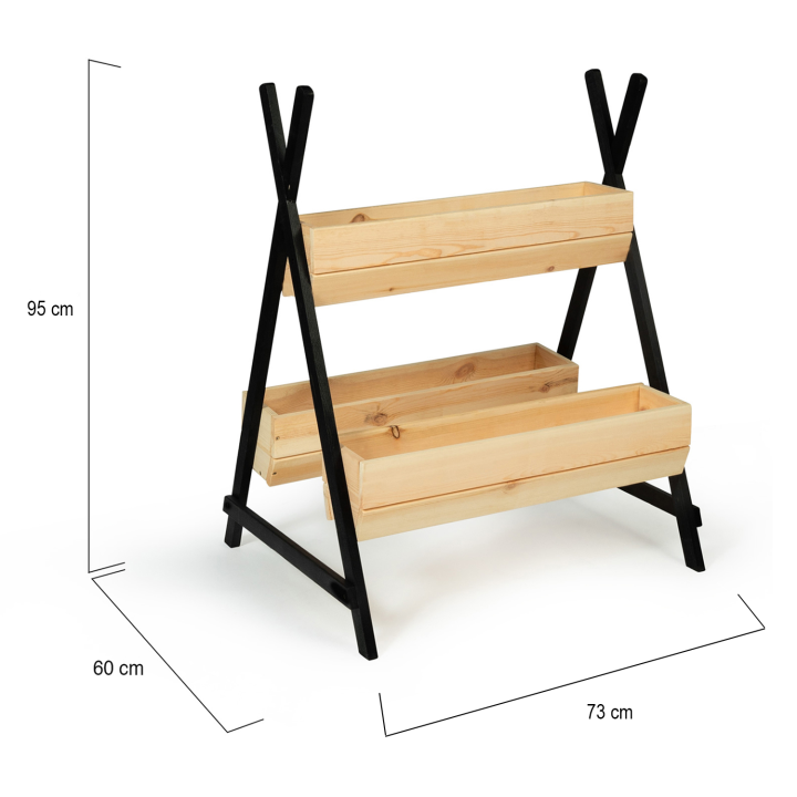 Jardinière 3 bacs PATY finitions noires