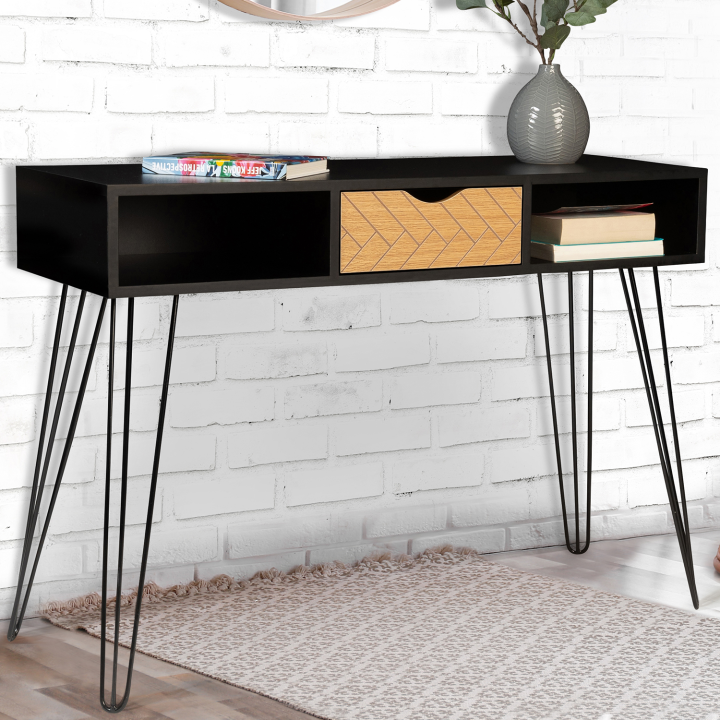 Console vintage LEONI motifs graphiques