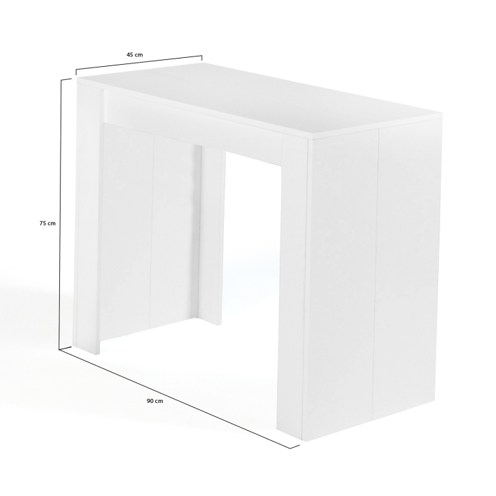 Table console extensible ORLANDO 6 personnes 140 cm bois blanc