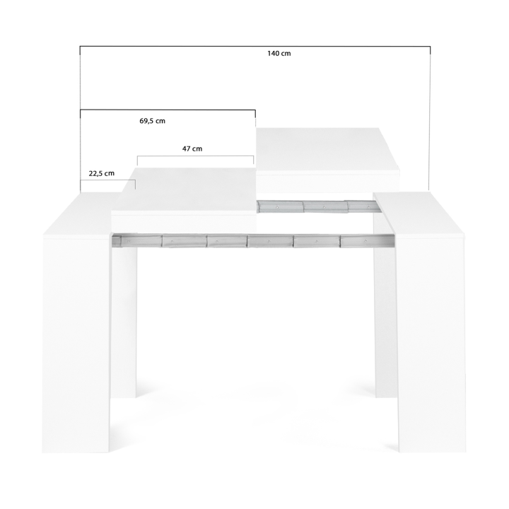 Table console extensible ORLANDO 6 personnes 140 cm bois blanc