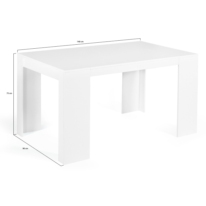 Table console extensible ORLANDO 6 personnes 140 cm bois blanc