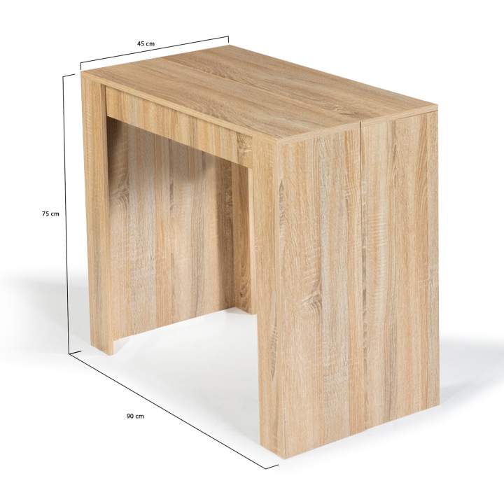 Table console extensible ORLANDO 6 personnes 140 cm bois façon hêtre