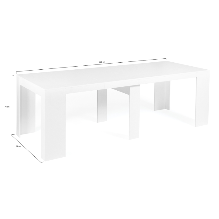 Mesa consola extensible para 10 personas, madera blanca | ID Market