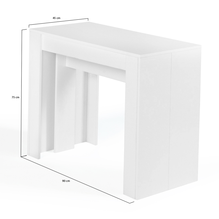 Mesa consola extensible para 10 personas, madera blanca | ID Market