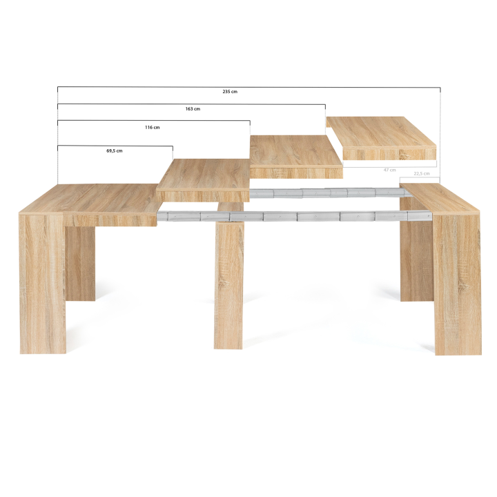 Table console extensible ORLANDO 10 personnes 235 cm bois façon hêtre