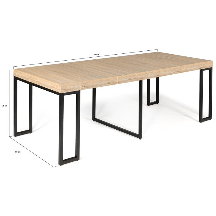 Table console extensible TORONTO 10 personnes 235 cm design industriel