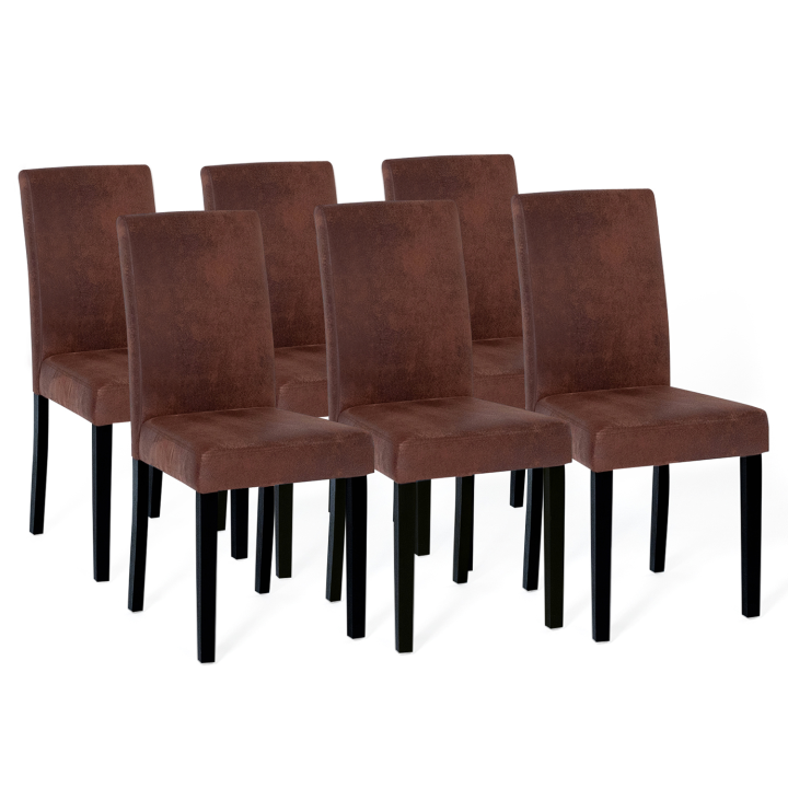 Lot de 6 chaises HANNAH marron vintage pour salle à manger