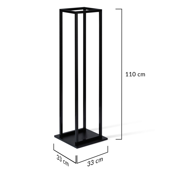 Range bûches vertical acier noir avec étagère H.112 CM pour cheminée