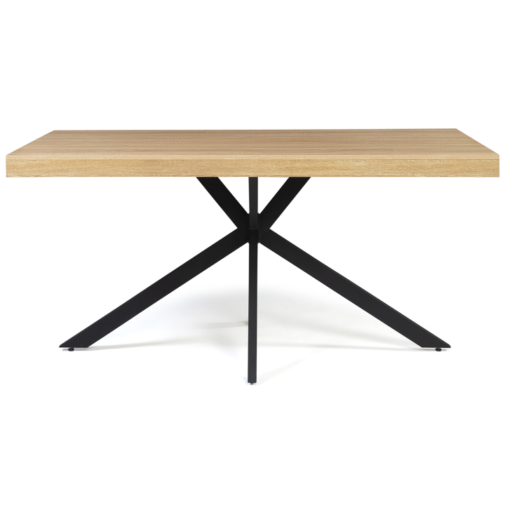 Table à manger rectangle ALIX 8 personnes pied araignée bois et noir 160 cm