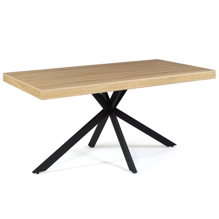 Table à manger rectangle ALIX 8 personnes pied araignée bois et noir 160 cm