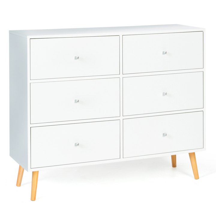 Commode 6 tiroirs EMMIE scandinave bois blanc