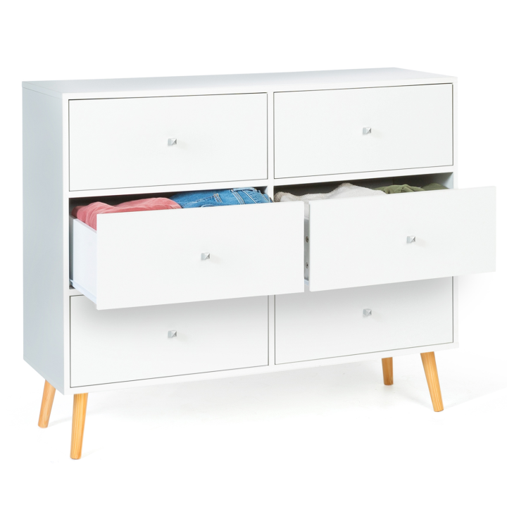 Commode 6 tiroirs EMMIE scandinave bois blanc