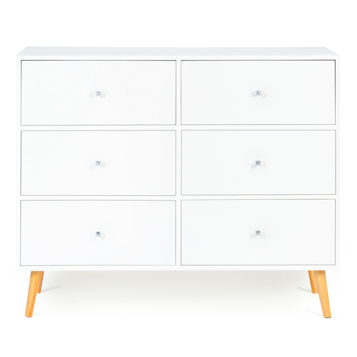 Commode 6 tiroirs EMMIE scandinave bois blanc