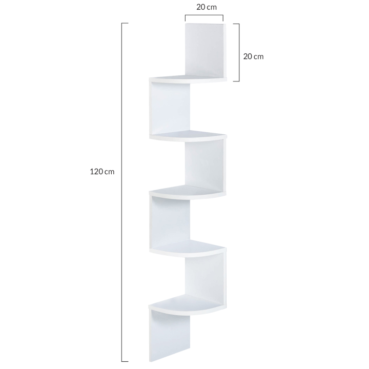 Etagère murale d'angle ISA 5 niveaux blanche