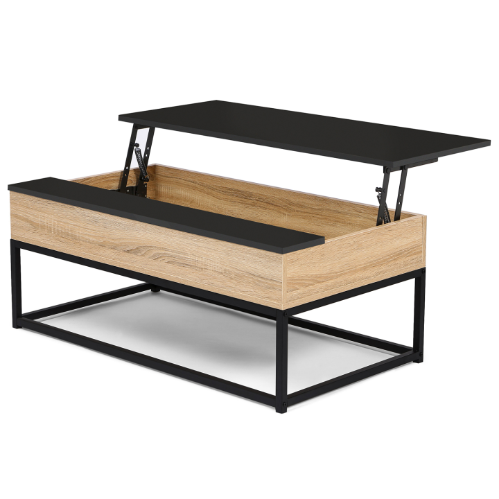 Table basse plateau relevable noir BOSTON design industriel