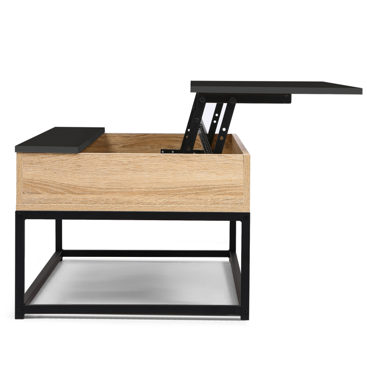 Table basse plateau relevable noir BOSTON design industriel