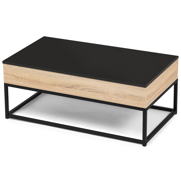 Table basse plateau relevable noir BOSTON design industriel