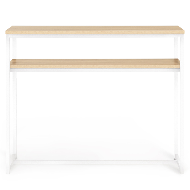 Console double DETROIT design industriel bois et métal blanc