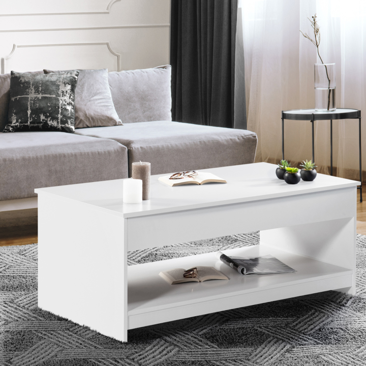 Mesa de centro con tablero elevable blanco - SOA | ID Market