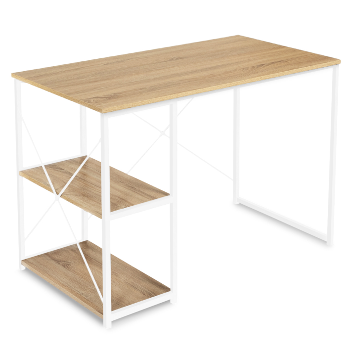 Bureau droit DETROIT design industriel métal blanc