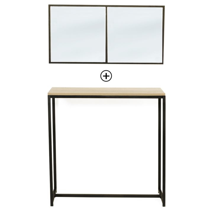 Lot console DETROIT design industriel + miroir