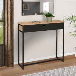 Console 1 tiroir noir BOSTON design industriel