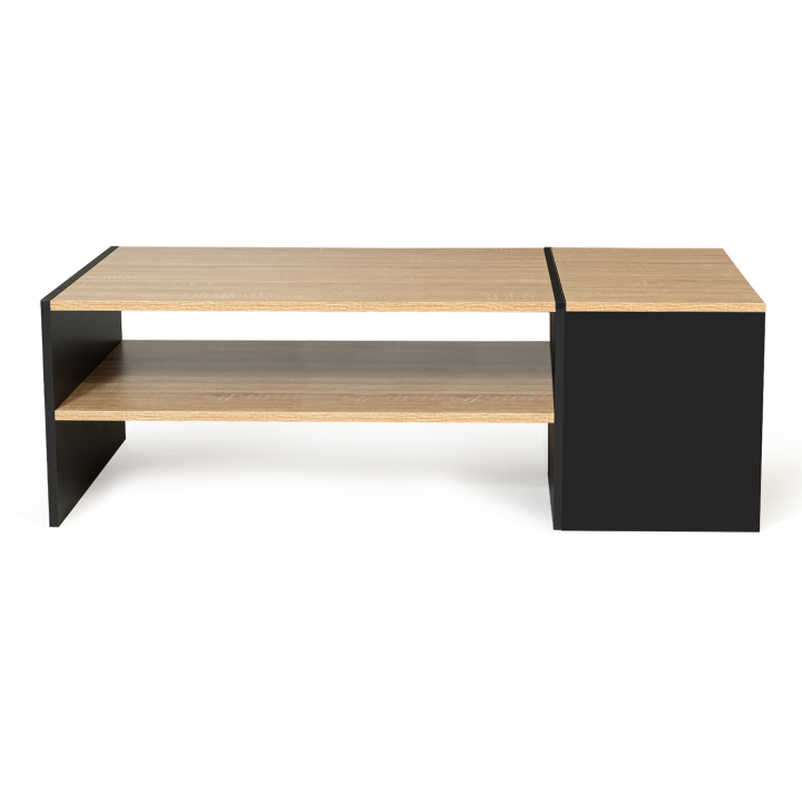 Table basse bar contemporaine IZIA avec coffre noir et bois