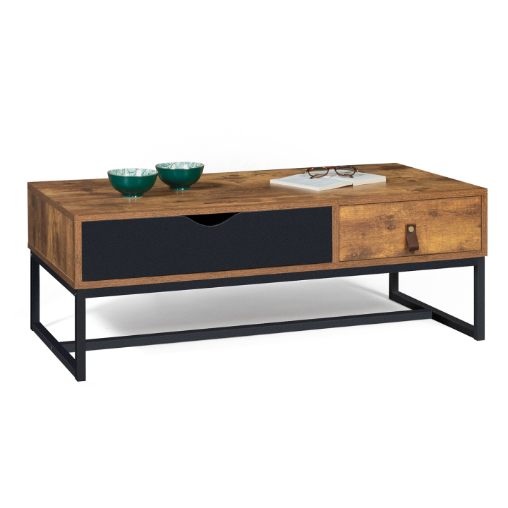 Table basse CHICAGO 2 tiroirs design industriel