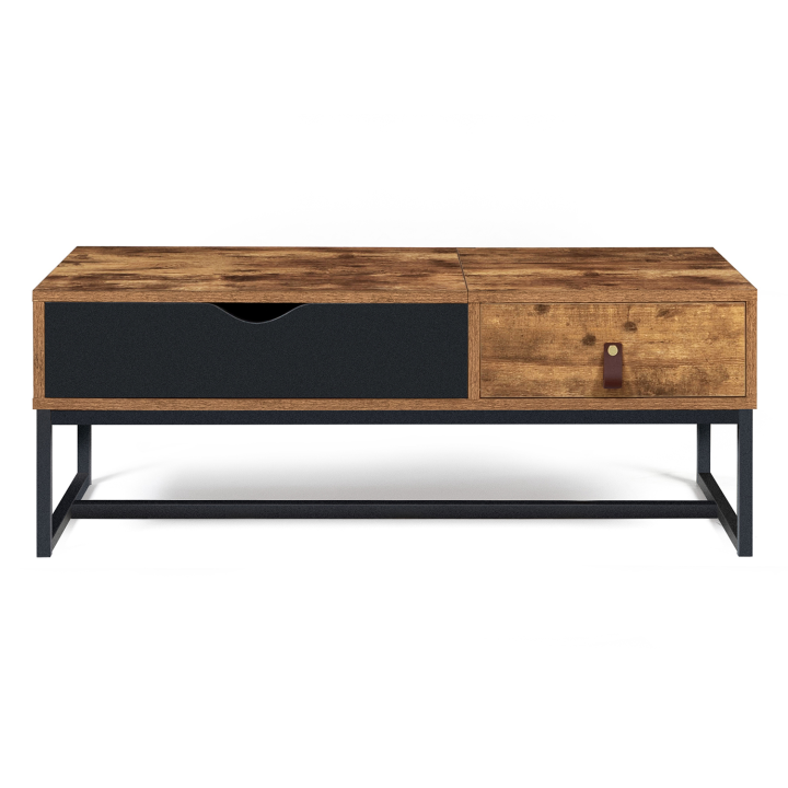 Table basse plateau relevable CHICAGO 1 tiroir design industriel