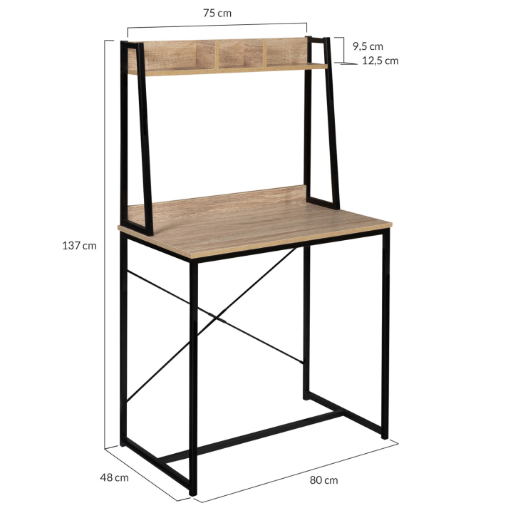 Bureau étagère droit DETROIT design industriel