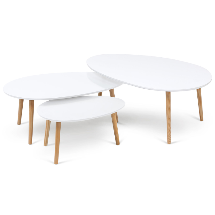 Lot de 3 tables basses gigognes GIGI laquées blanc