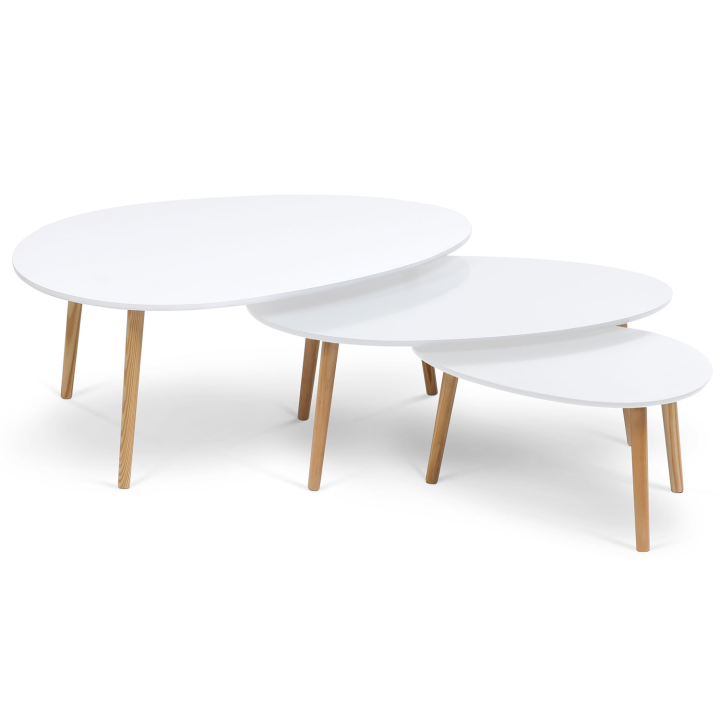 Lot de 3 tables basses gigognes GIGI laquées blanc