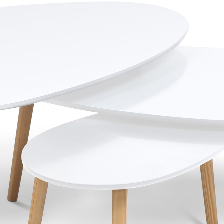 Lot de 3 tables basses gigognes GIGI laquées blanc