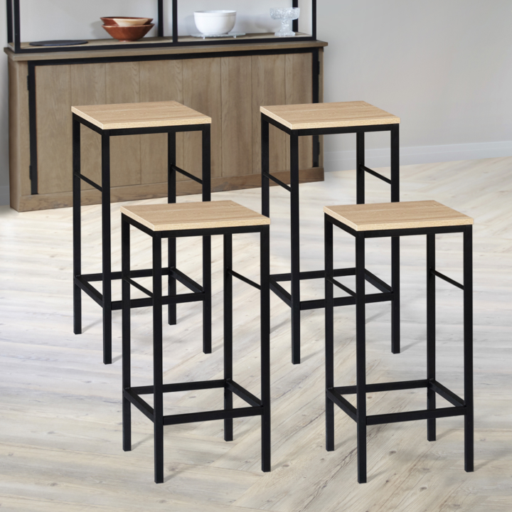 Lot de 4 tabourets de bar DETROIT design industriel