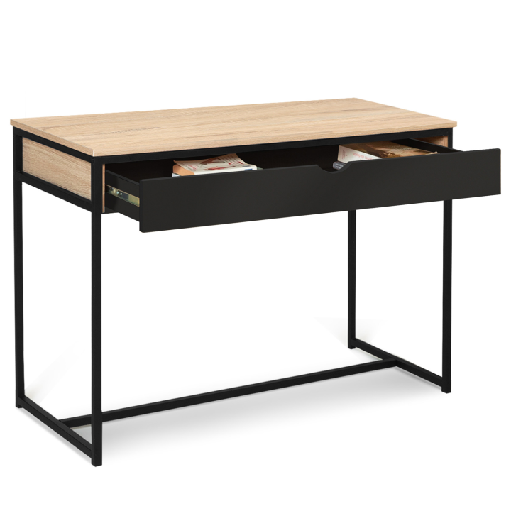 Bureau 1 tiroir BOSTON noir design industriel