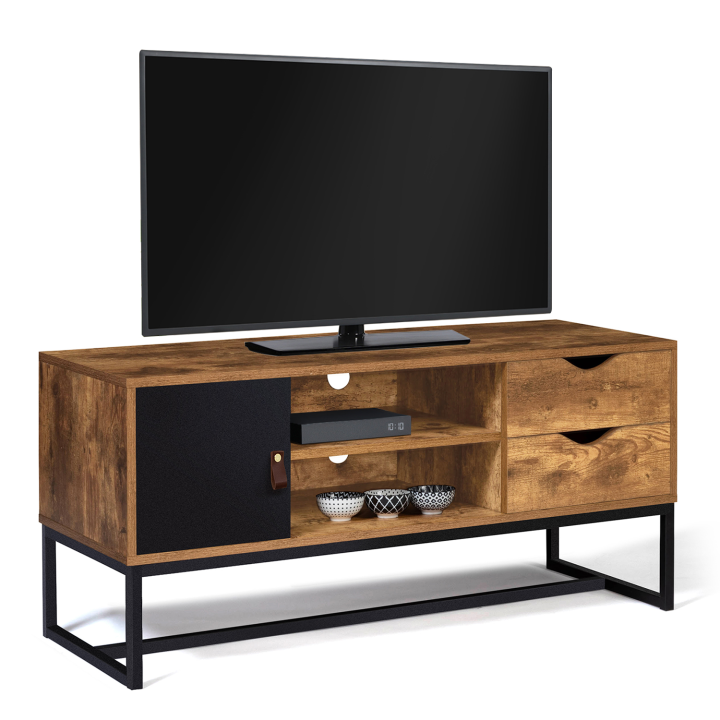 Mueble TV industrial 2 cajones 1 armario efecto madera envejecida - CHICAGO | ID Market