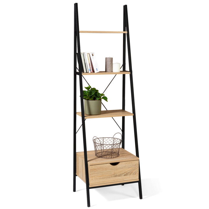 Etagère échelle 4 niveaux avec tiroir DETROIT design industriel