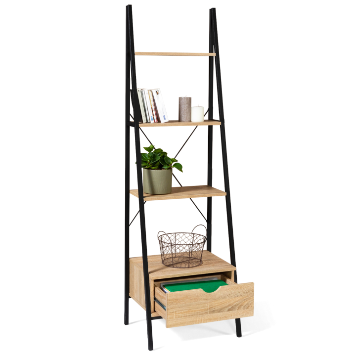 Etagère échelle 4 niveaux avec tiroir DETROIT design industriel