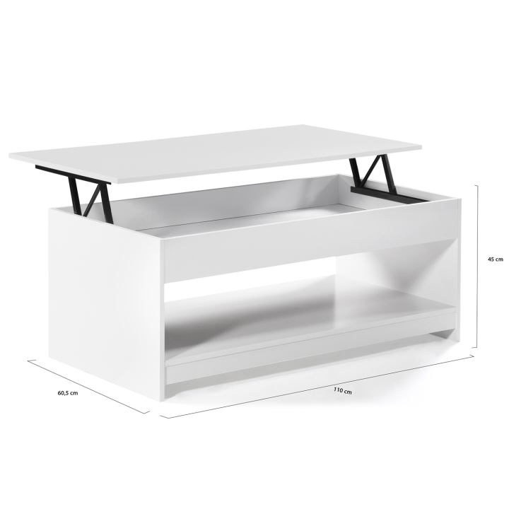 Table basse plateau relevable SOA bois blanc