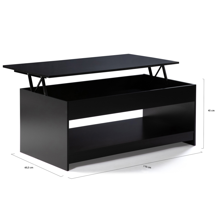 Mesa de centro con moderno tablero elevable negro - SOA | ID Market