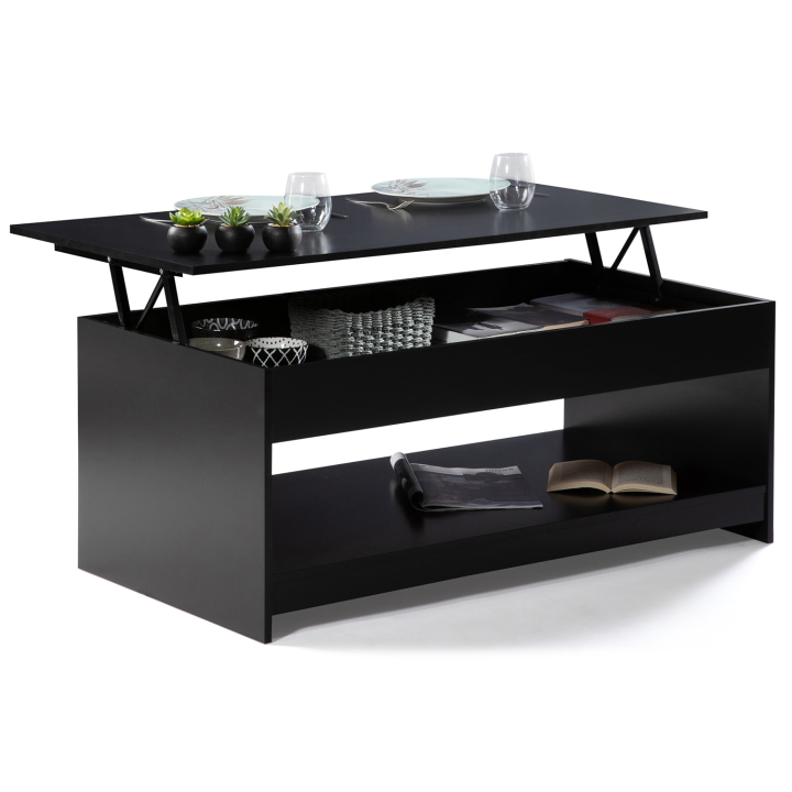 Table basse plateau relevable SOA bois noir