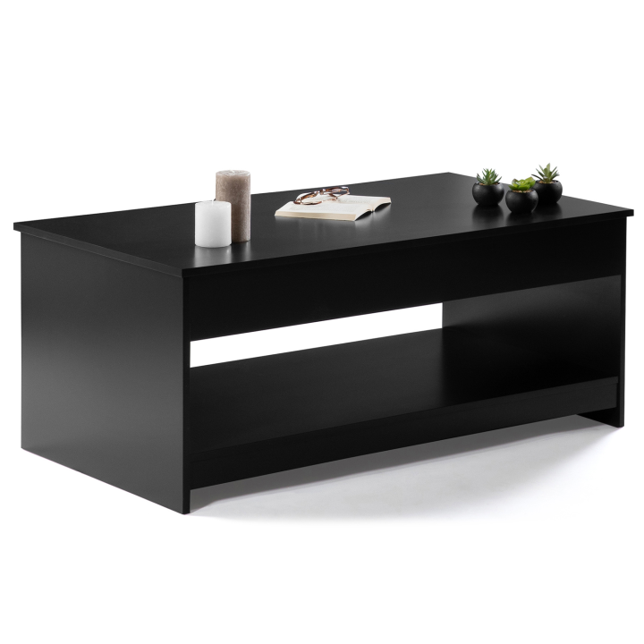 Table basse plateau relevable SOA bois noir