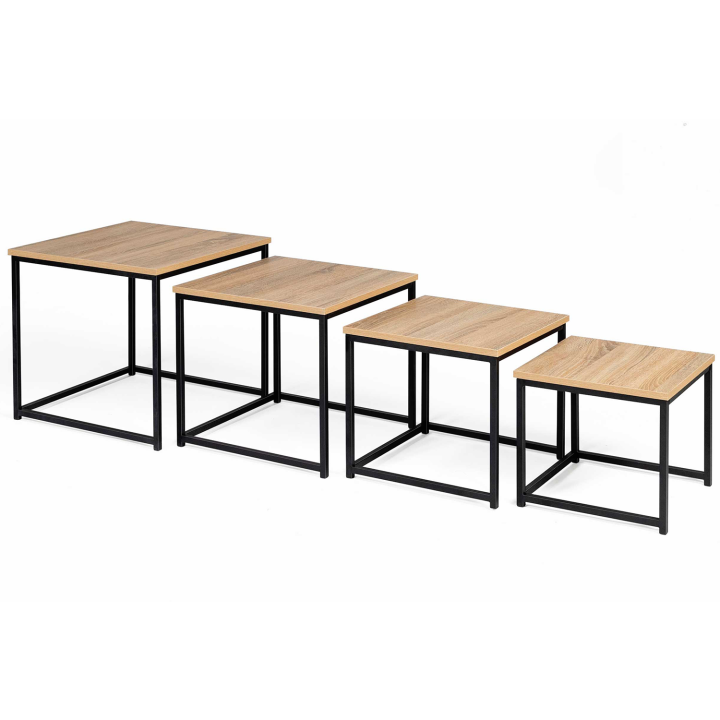 Lot de 4 tables basses gigognes DETROIT 35/40/45/50 design industriel