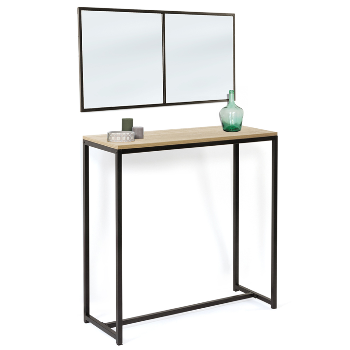 Lot console DETROIT design industriel + miroir