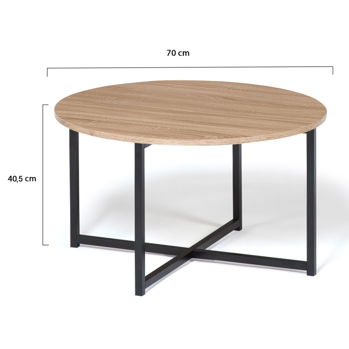 Table basse DETROIT ronde 70 cm design industriel