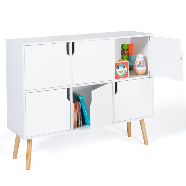 Meuble de rangement cube enfant avec 6 cases en bois blanc