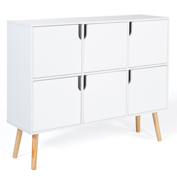 Meuble de rangement cube enfant avec 6 cases en bois blanc