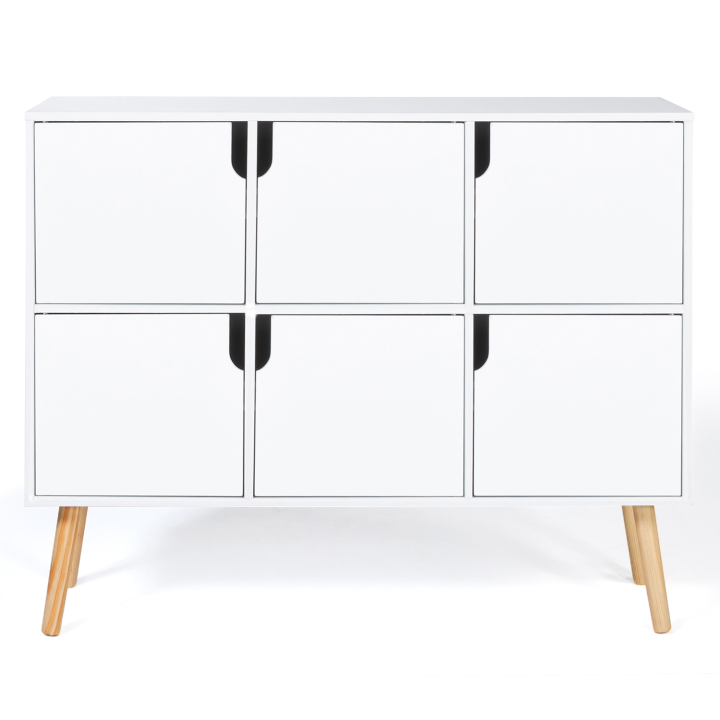 Meuble de rangement cube enfant avec 6 cases en bois blanc