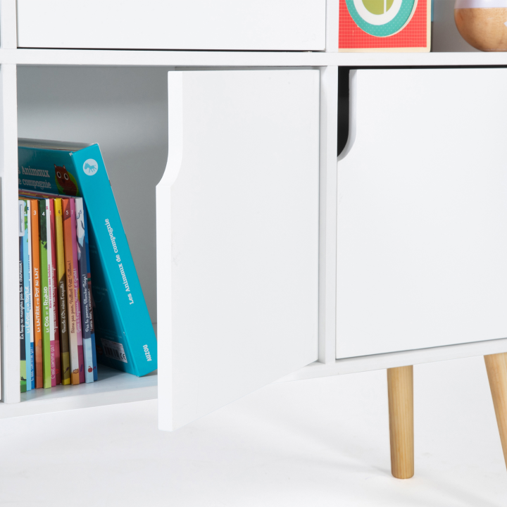 Meuble de rangement cube enfant avec 6 cases en bois blanc