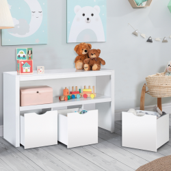 Meuble de rangement enfant avec 3 cubes en bois blanc